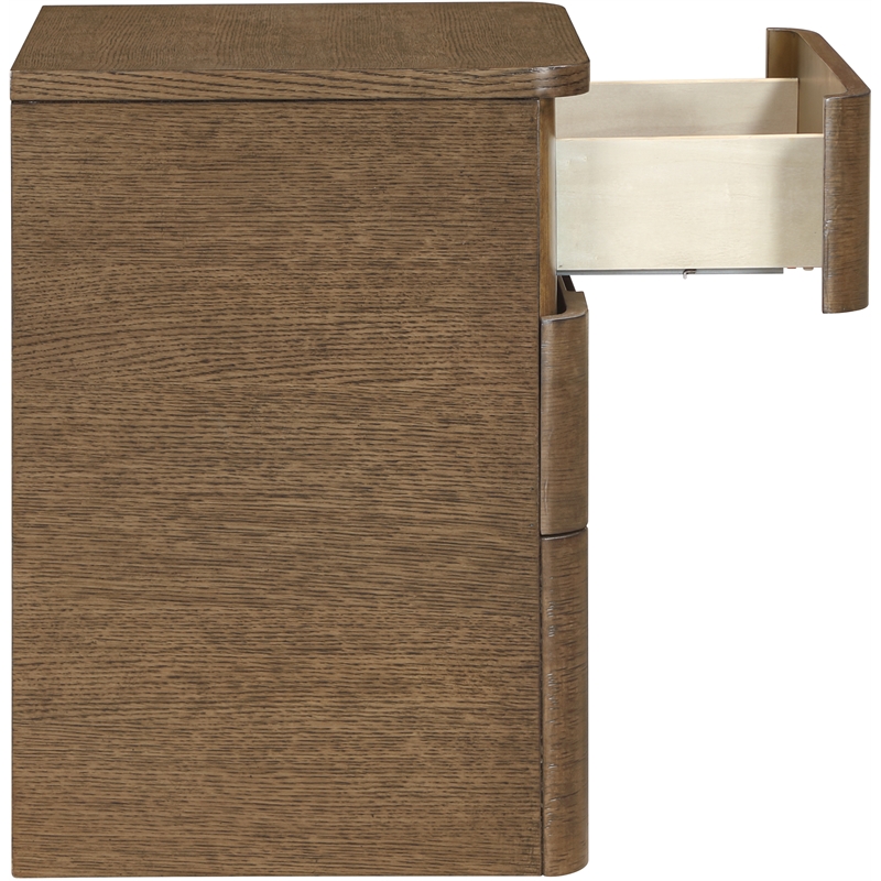 Meridian Furniture Caswell Brown Oak Veneer And Solid Wood Nightstand