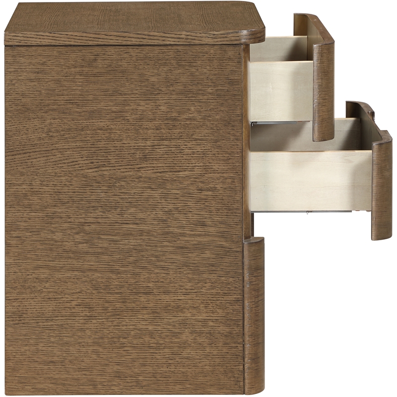 Meridian Furniture Caswell Brown Oak Veneer And Solid Wood Nightstand