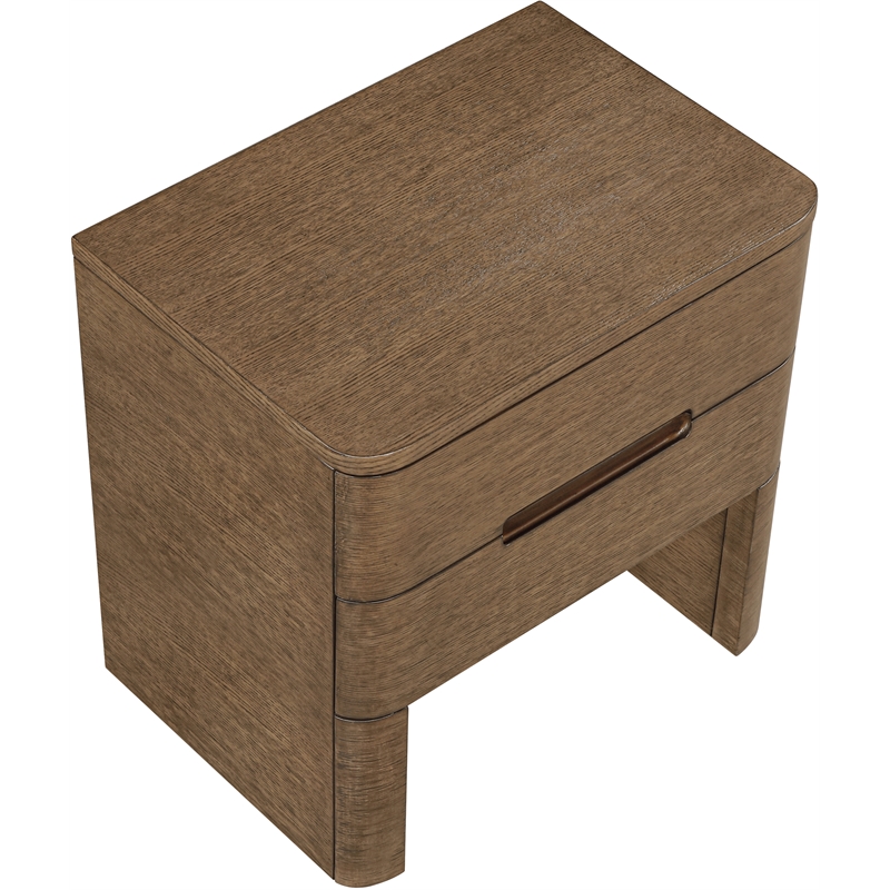 Meridian Furniture Caswell Brown Oak Veneer And Solid Wood Nightstand