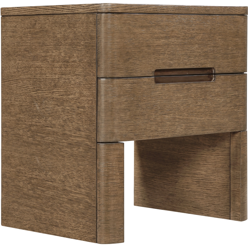 Meridian Furniture Caswell Brown Oak Veneer And Solid Wood Nightstand