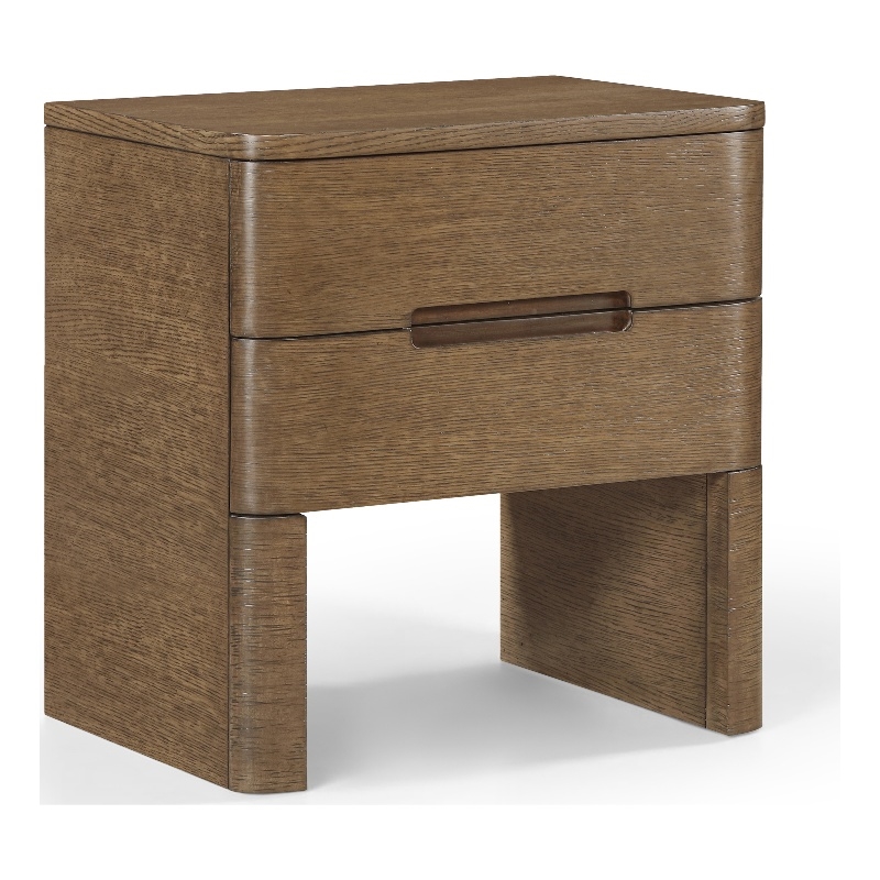 Meridian Furniture Caswell Brown Oak Veneer And Solid Wood Nightstand
