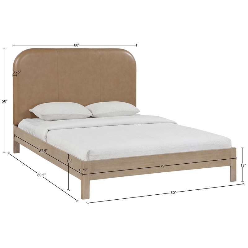Meridian Furniture Caswell Natural Vegan Leather Upholstered King Bed