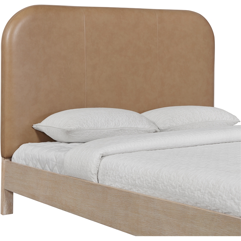 Meridian Furniture Caswell Natural Vegan Leather Upholstered King Bed