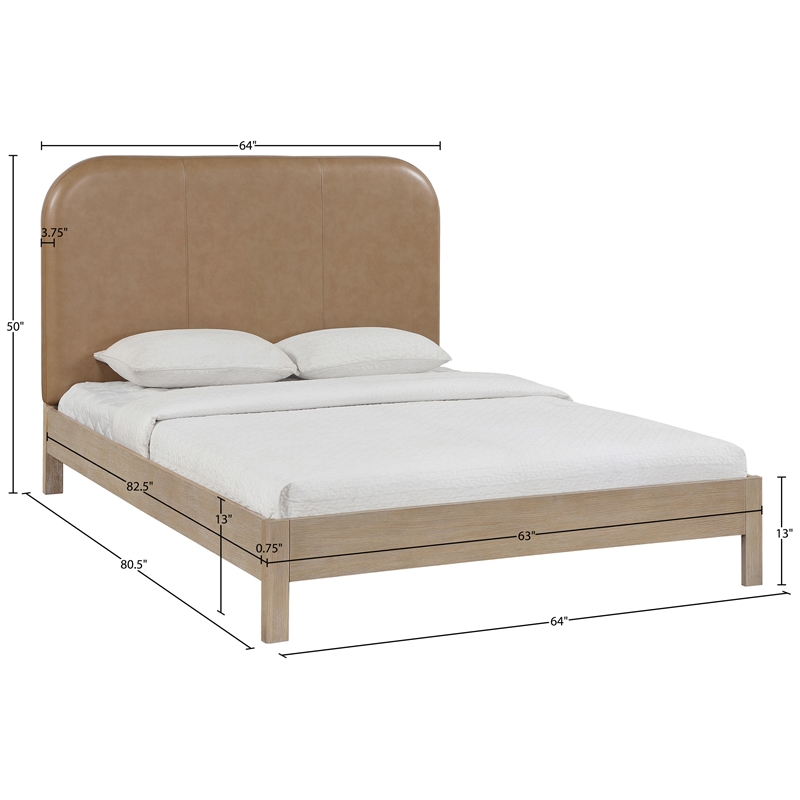 Meridian Furniture Caswell Natural Vegan Leather Upholstered Queen Bed