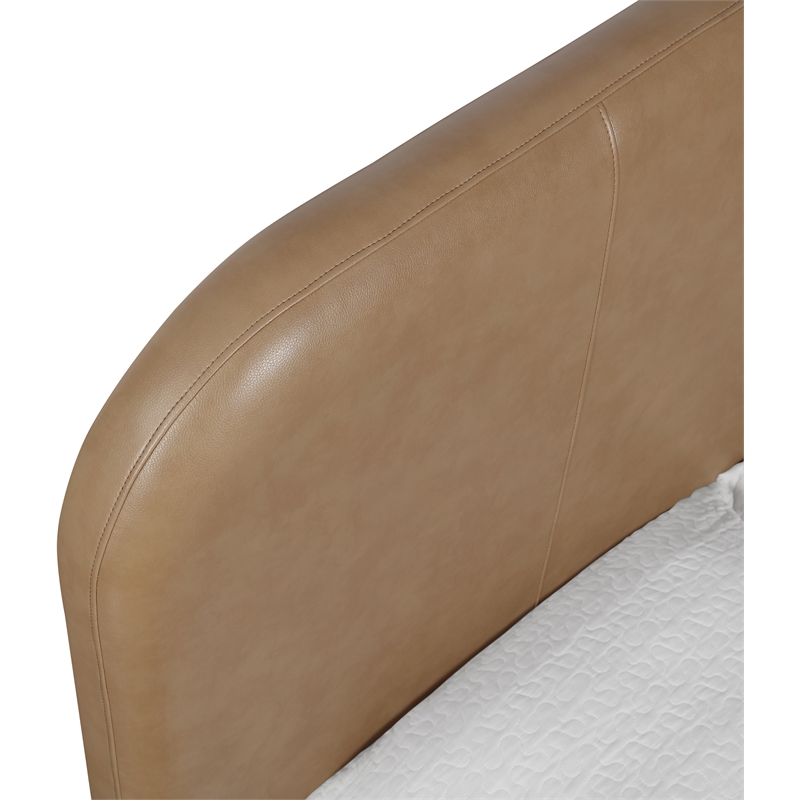 Meridian Furniture Caswell Natural Vegan Leather Upholstered Queen Bed