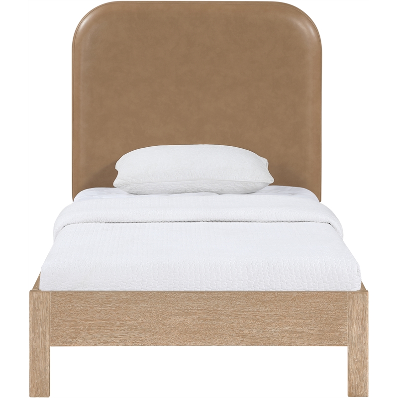 Meridian Furniture Caswell Natural Vegan Leather Upholstered Twin Bed