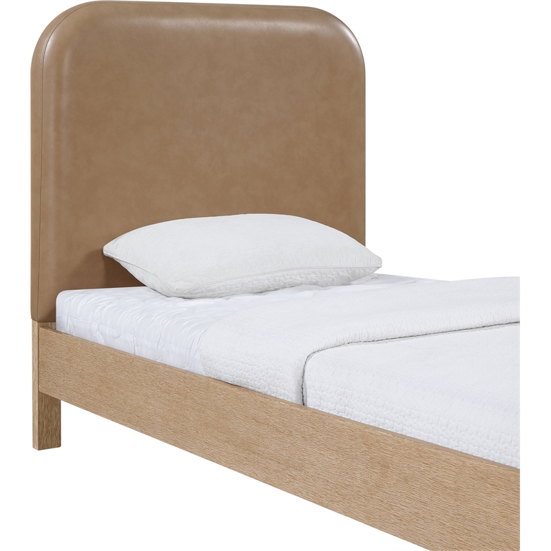 Meridian Furniture Caswell Natural Vegan Leather Upholstered Twin Bed