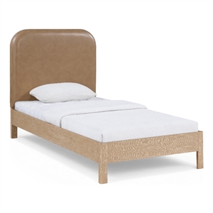 Meridian Furniture Caswell Natural Vegan Leather Upholstered Twin Bed