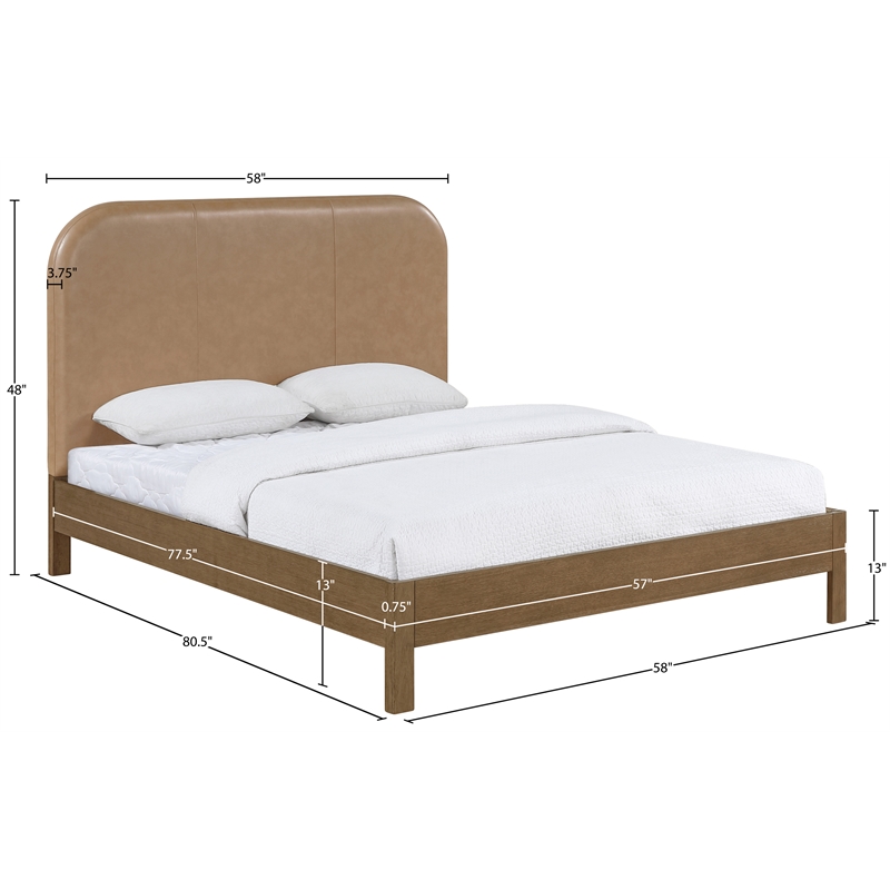 Meridian Furniture Caswell Brown Vegan Leather Upholstered Full Bed
