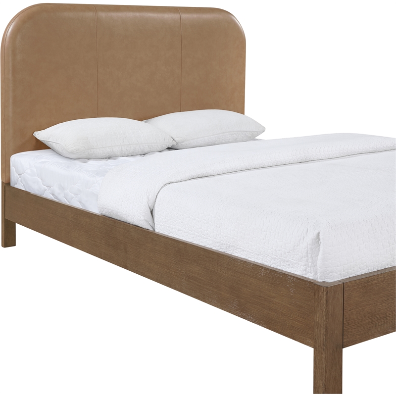 Meridian Furniture Caswell Brown Vegan Leather Upholstered Full Bed