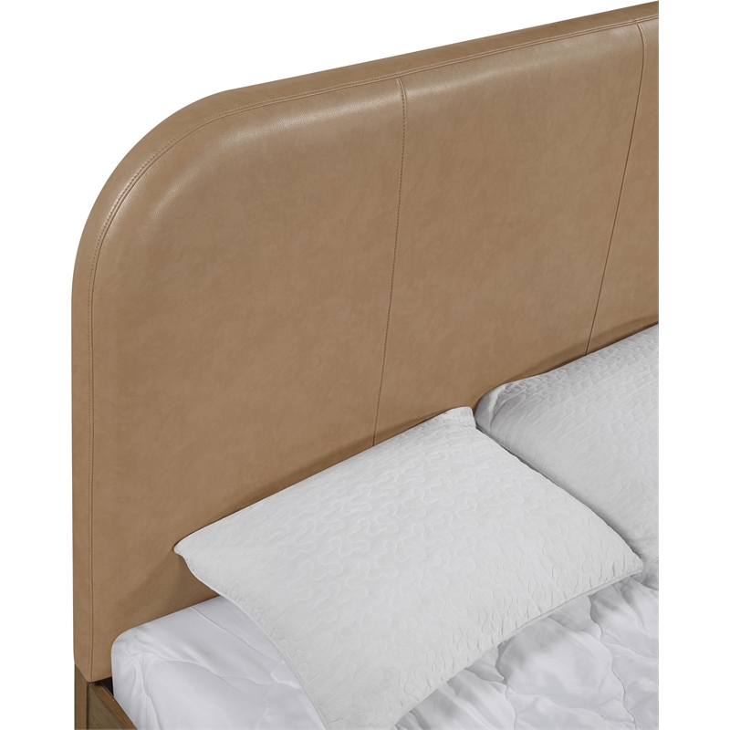 Meridian Furniture Caswell Brown Vegan Leather Upholstered Full Bed