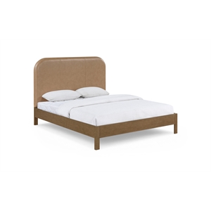 Meridian Furniture Caswell Brown Vegan Leather Upholstered Queen Bed