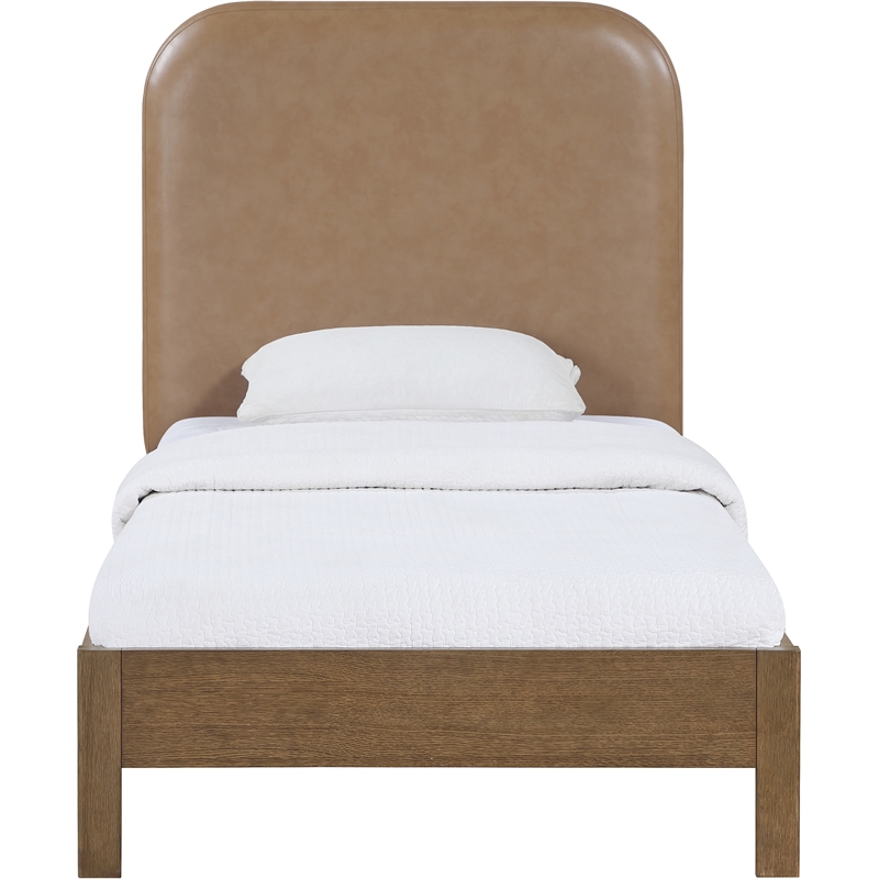 Meridian Furniture Caswell Brown Vegan Leather Upholstered Twin Bed