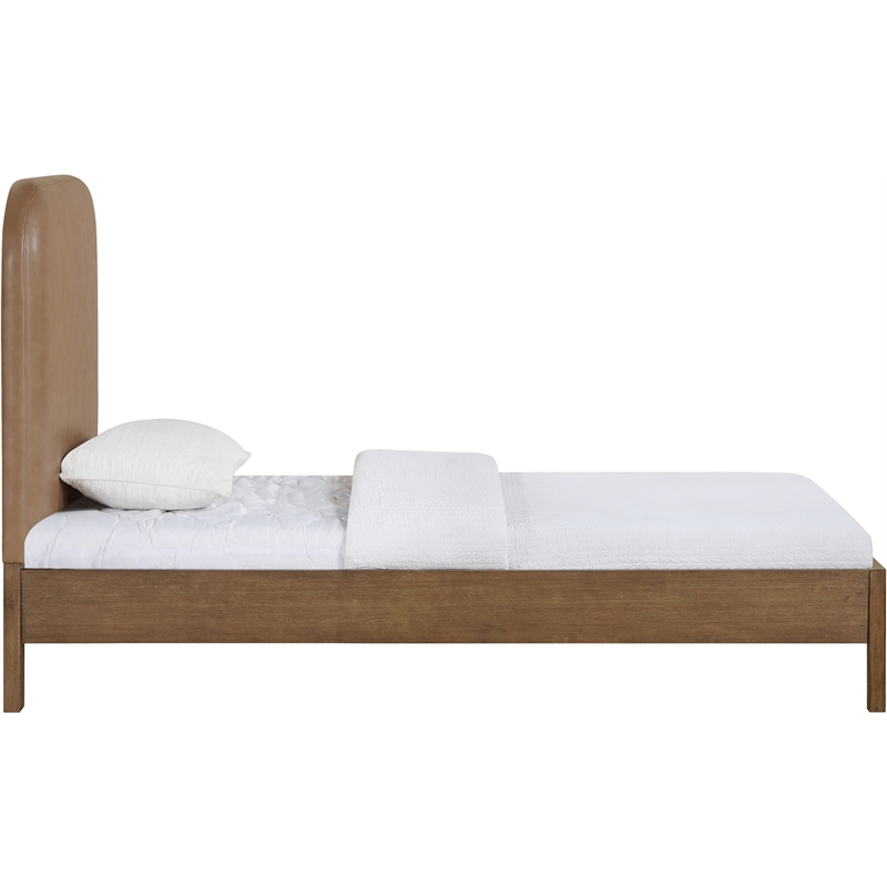 Meridian Furniture Caswell Brown Vegan Leather Upholstered Twin Bed
