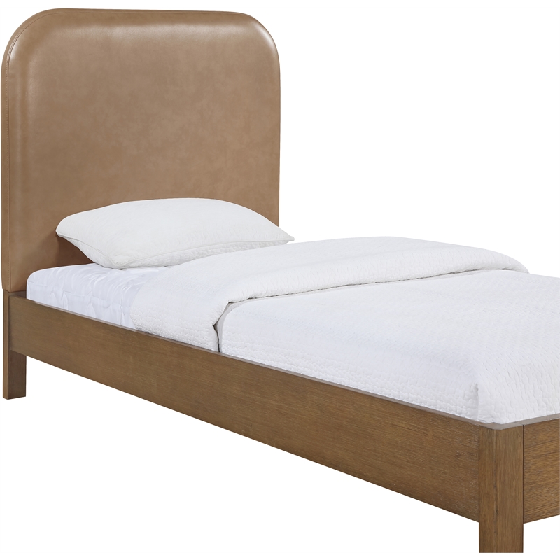 Meridian Furniture Caswell Brown Vegan Leather Upholstered Twin Bed