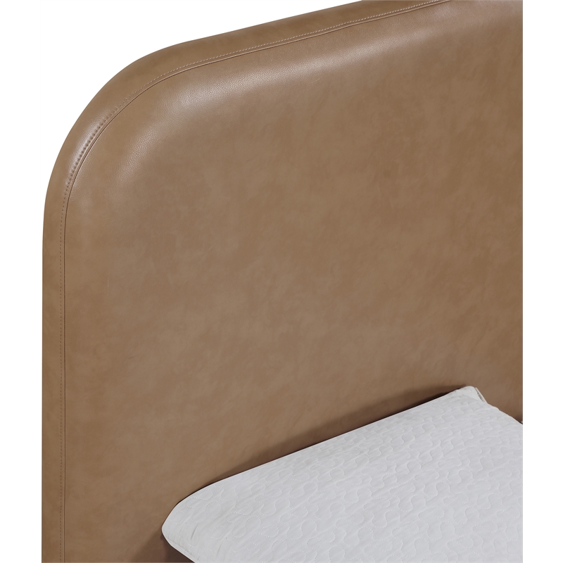 Meridian Furniture Caswell Brown Vegan Leather Upholstered Twin Bed