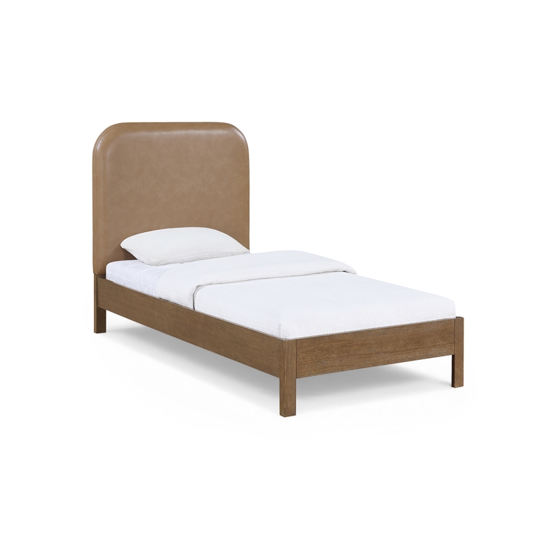 Meridian Furniture Caswell Brown Vegan Leather Upholstered Twin Bed