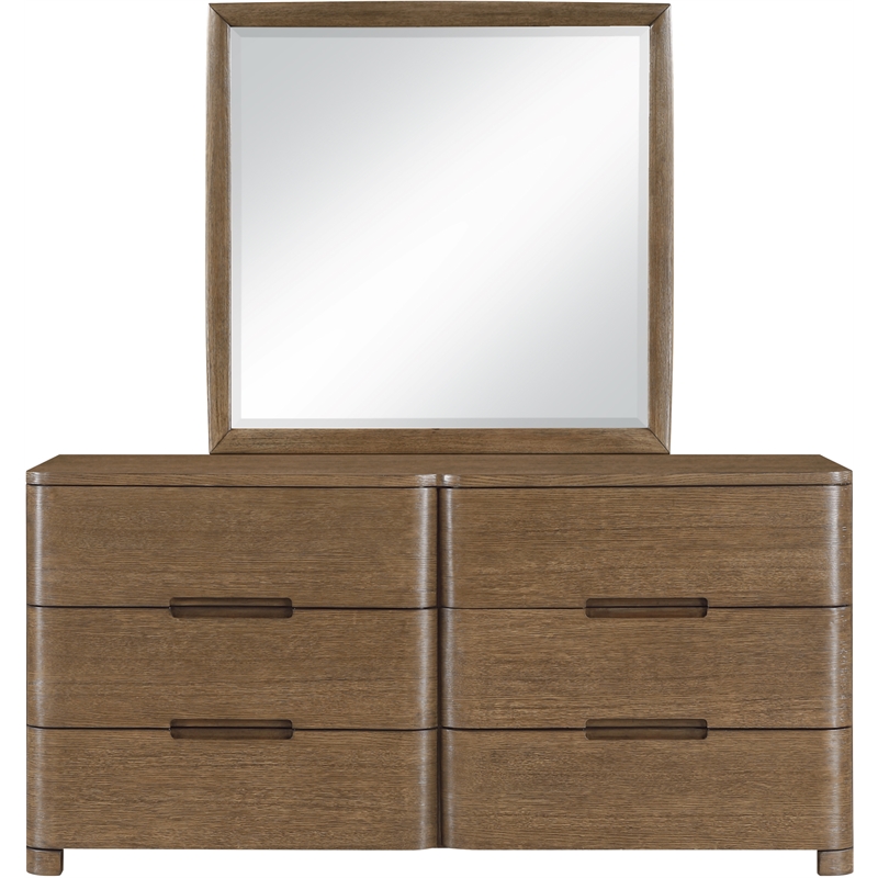 Meridian Furniture Caswell Brown Oak Veneer And Solid Wood Mirror