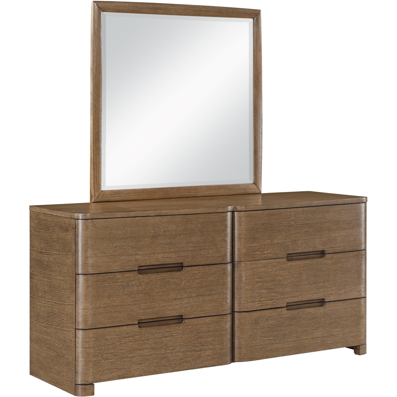 Meridian Furniture Caswell Brown Oak Veneer And Solid Wood Mirror