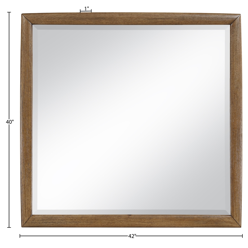 Meridian Furniture Caswell Brown Oak Veneer And Solid Wood Mirror