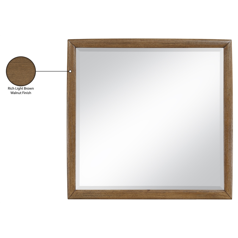 Meridian Furniture Caswell Brown Oak Veneer And Solid Wood Mirror