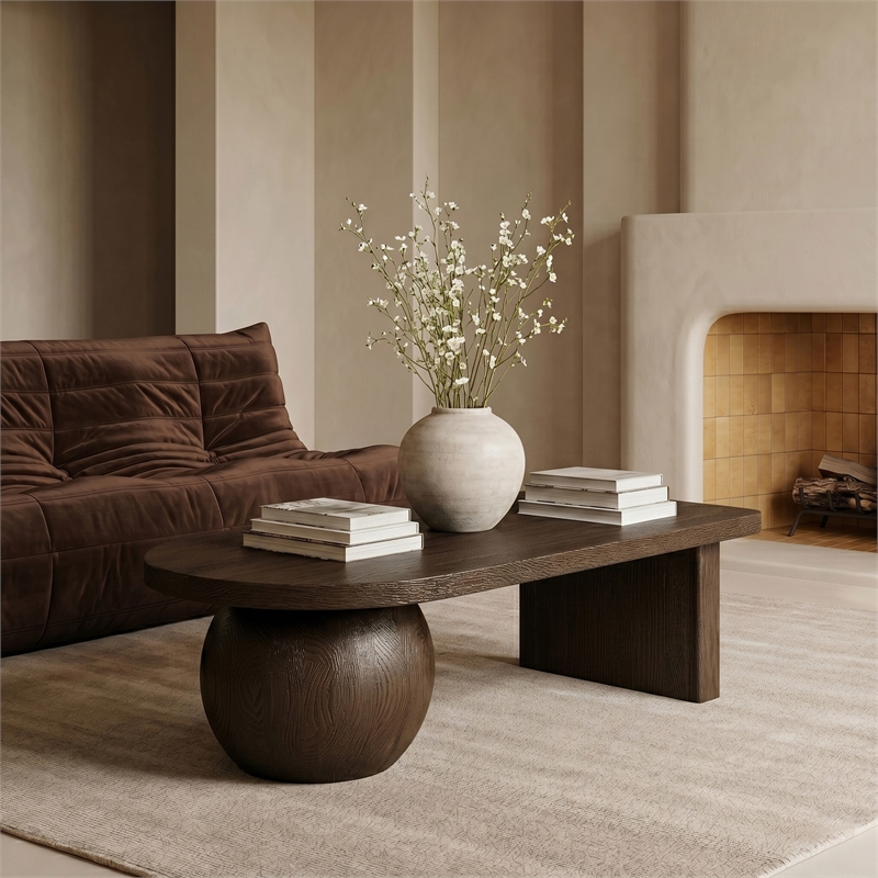 Meridian Furniture Solum Brown Ash Wood And Oak Veneer Coffee Table