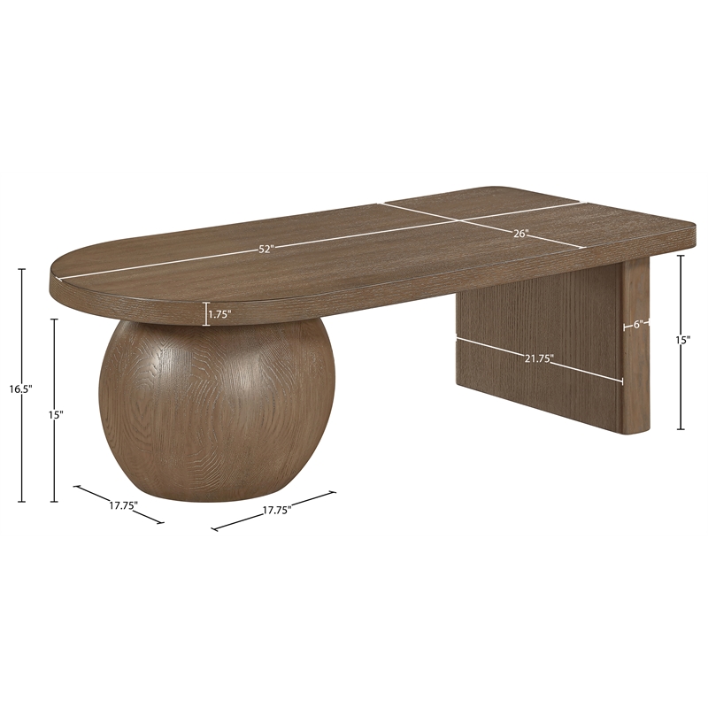Meridian Furniture Solum Brown Ash Wood And Oak Veneer Coffee Table