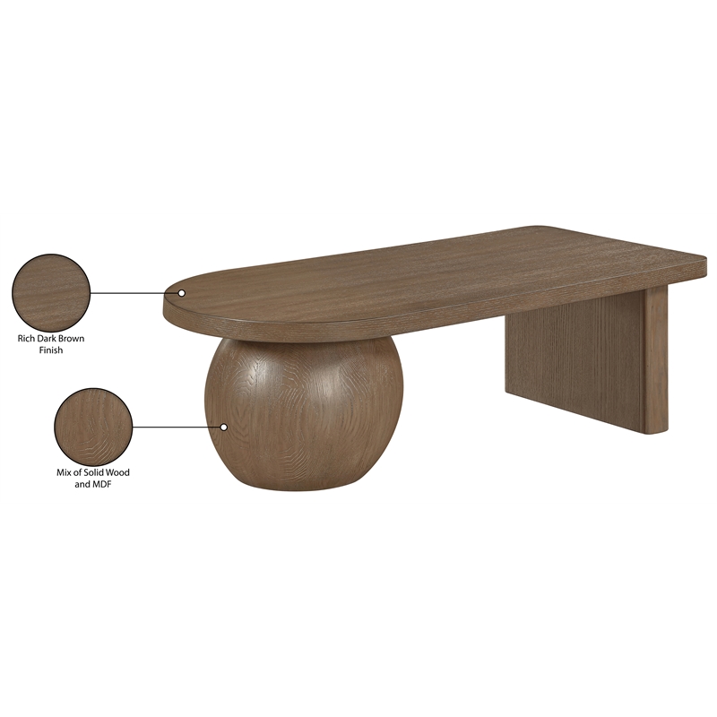 Meridian Furniture Solum Brown Ash Wood And Oak Veneer Coffee Table