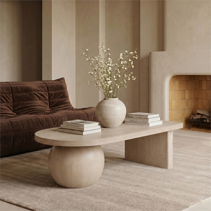 Meridian Furniture Solum Natural Ash Wood And Oak Veneer Coffee Table