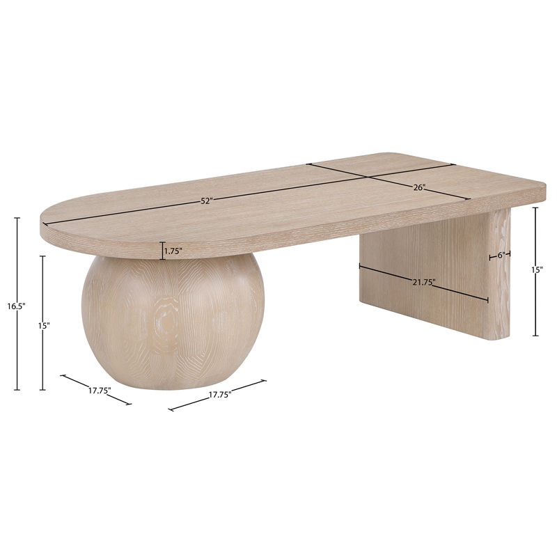 Meridian Furniture Solum Natural Ash Wood And Oak Veneer Coffee Table