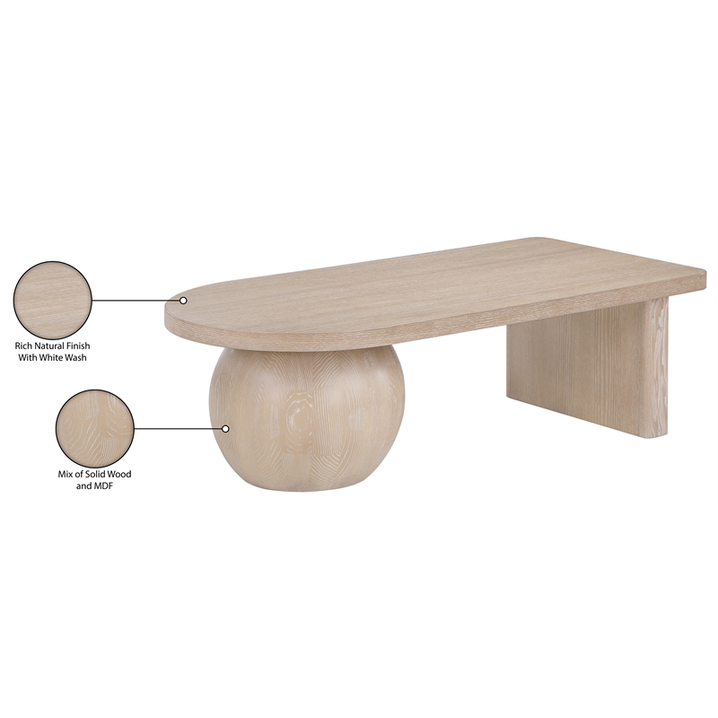 Meridian Furniture Solum Natural Ash Wood And Oak Veneer Coffee Table