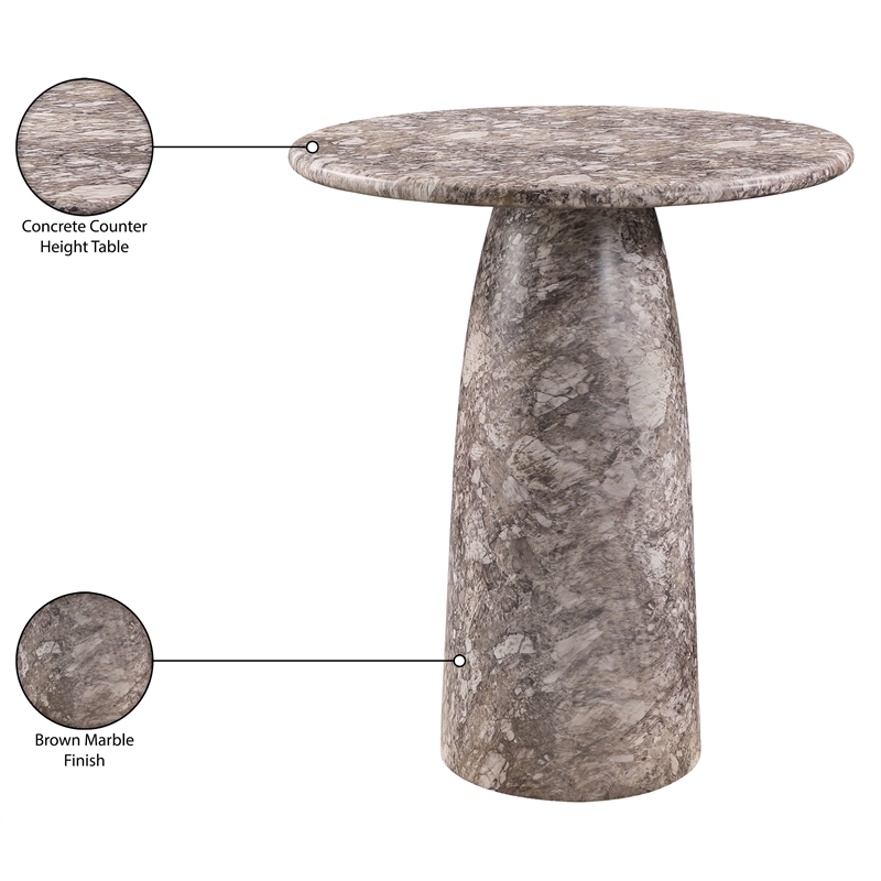 Meridian Furniture Cosenza Brown Concrete Indoor/Outdoor Counter Height Table