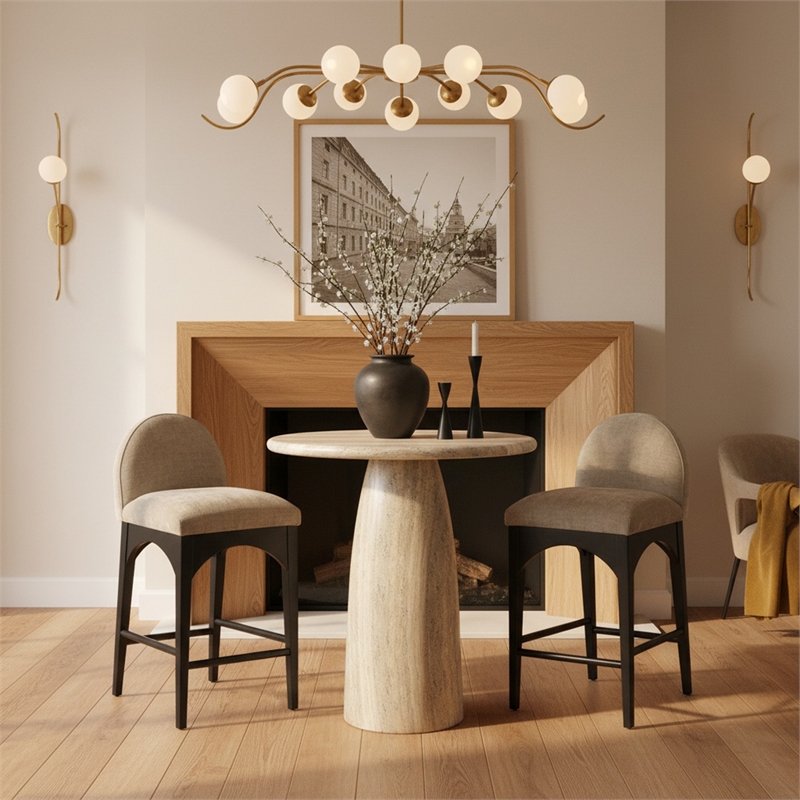 Meridian Furniture Cosenza Travertine Concrete Indoor/Outdoor Counter High Table