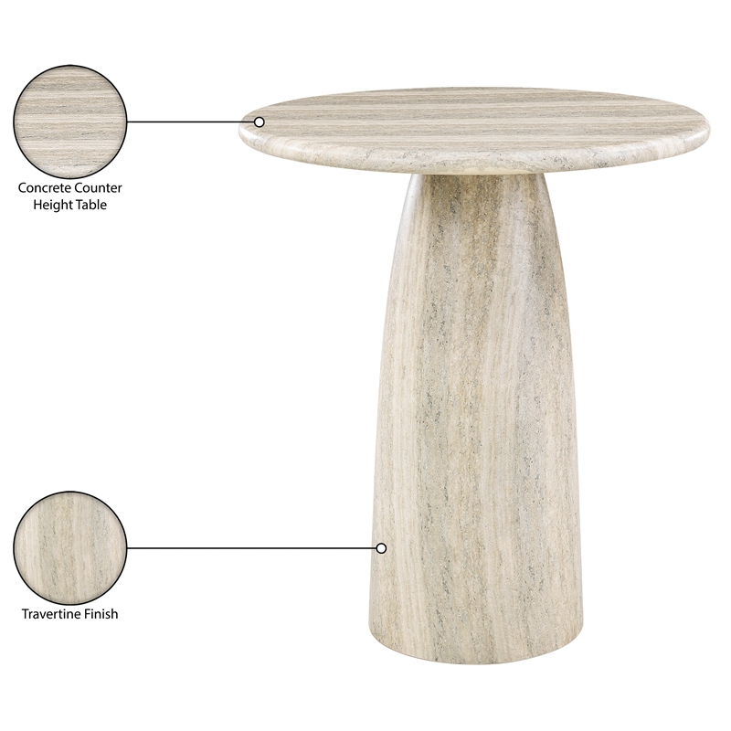 Meridian Furniture Cosenza Travertine Concrete Indoor/Outdoor Counter High Table