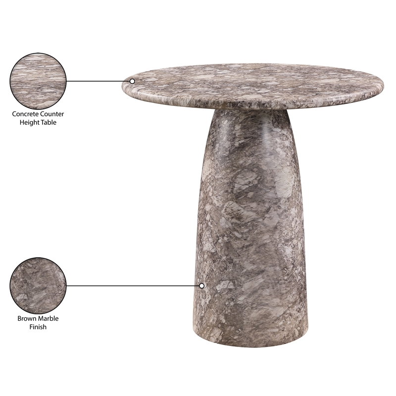 Meridian Furniture Cosenza Brown Concrete Indoor/Outdoor Counter Height Table