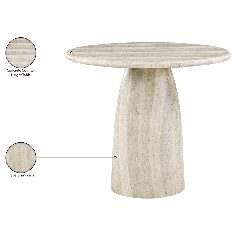 Meridian Furniture Cosenza Travertine Concrete Indoor/Outdoor Counter High Table