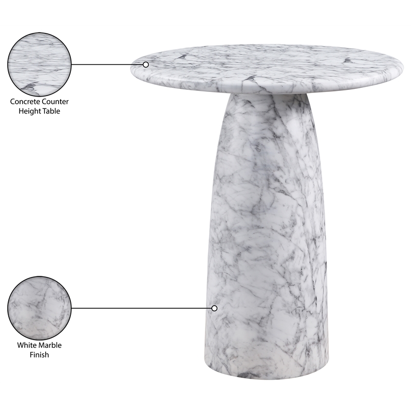 Meridian Furniture Cosenza White Concrete Indoor/Outdoor Counter Height Table