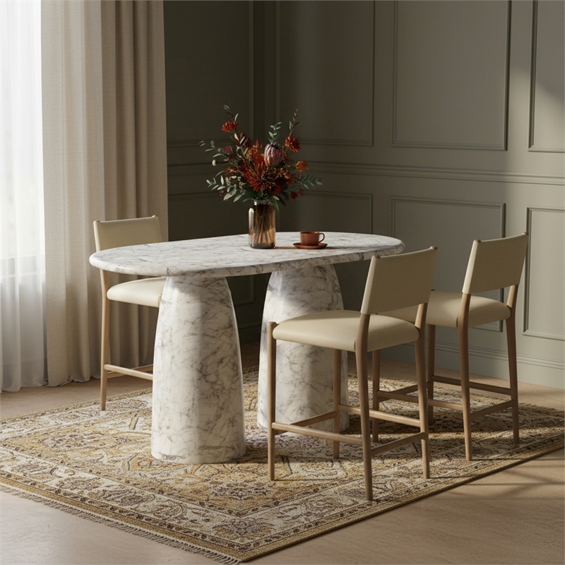 Meridian Furniture Cosenza White Concrete Indoor/Outdoor Counter Height Table