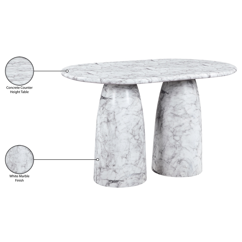 Meridian Furniture Cosenza White Concrete Indoor/Outdoor Counter Height Table