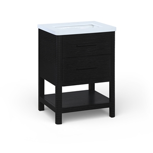 Meridian Furniture Oakwell 24&quot Black Wood And Engineered Stone Bathroom Vanity