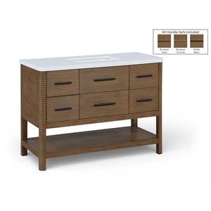 Meridian Furniture Oakwell 48&quot Brown Wood And Engineered Stone Bathroom Vanity