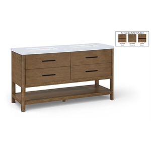 Meridian Furniture Oakwell 60&quot Brown Wood And Engineered Stone Bathroom Vanity