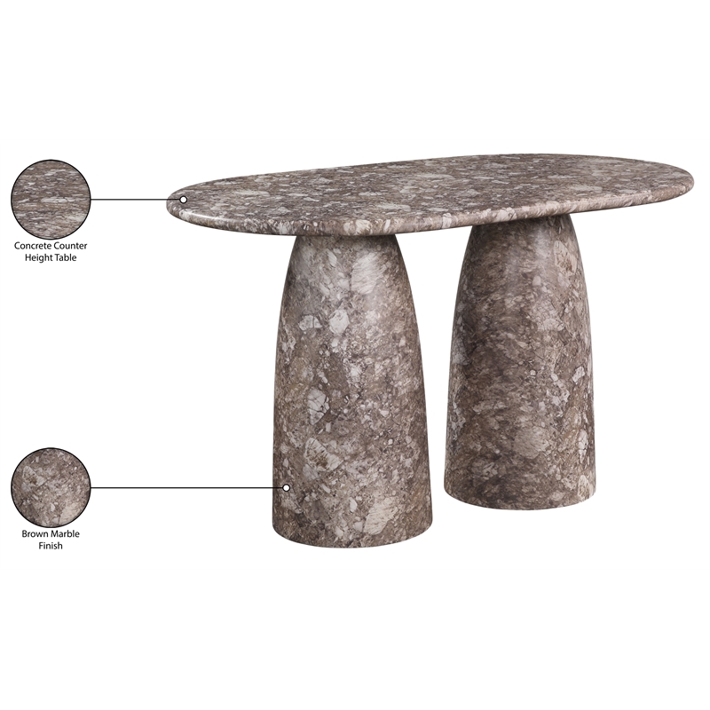 Meridian Furniture Cosenza Brown Concrete Indoor/Outdoor Counter Height Table