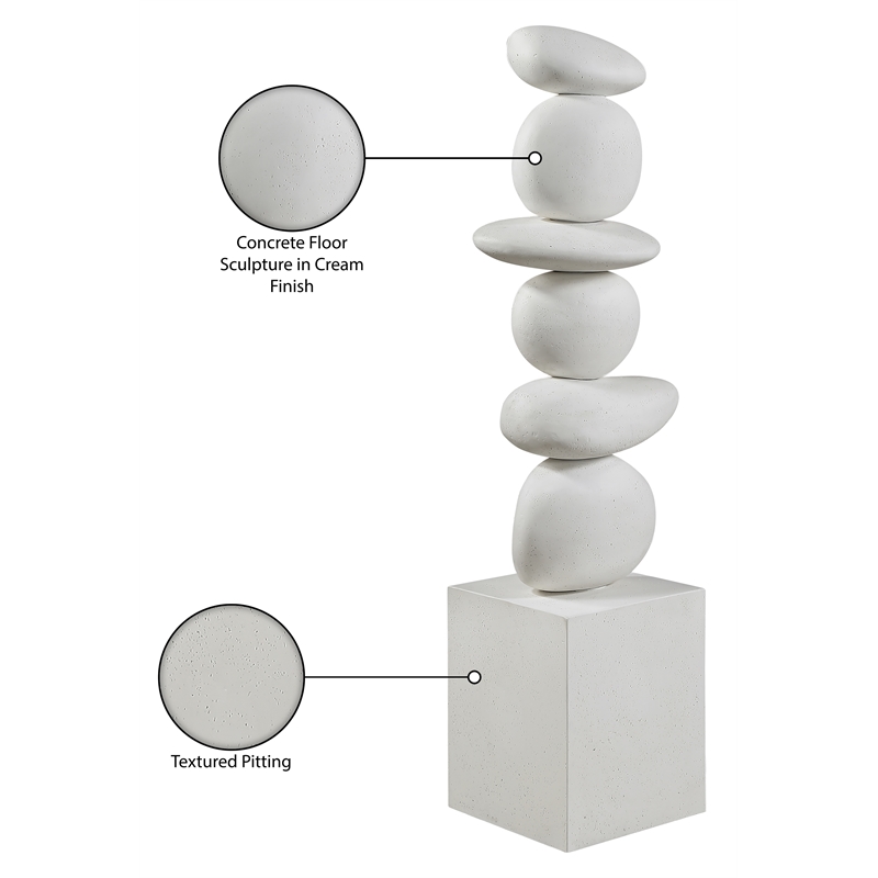 Meridian Furniture Torix Cream Concrete Sculpture