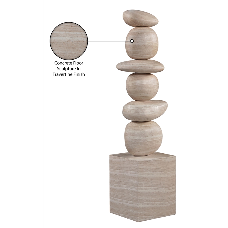 Meridian Furniture Torix Travertine Concrete Sculpture