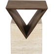 Meridian Furniture Opus Brown Travertine And Mango Wood End Table