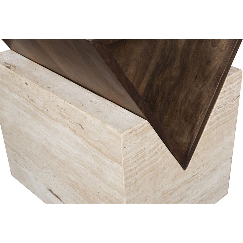 Meridian Furniture Opus Brown Travertine And Mango Wood End Table
