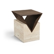 Meridian Furniture Opus Brown Travertine And Mango Wood End Table