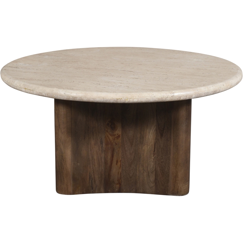 Meridian Furniture Pietra Brown Travertine And Mango Wood Coffee Table