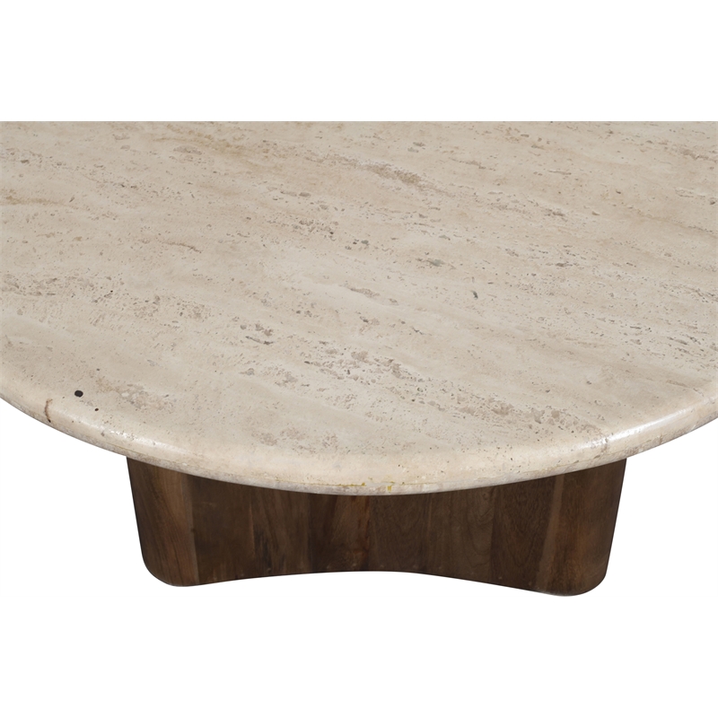 Meridian Furniture Pietra Brown Travertine And Mango Wood Coffee Table